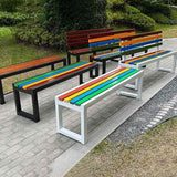 31" Outdoor Bench Weatherproof Patio Garden Benches Metal Backless Bench Seating 2-4 Person Slatted Chairs for Porch - Photo 5