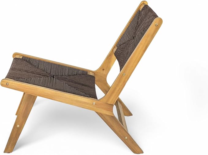 GDFStudio Acacia Wood Outdoor Lounge Chairs Set of 2, Weather-Resistant Natural PE Wicker - Photo 5