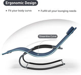 Outdoor Lounge Chair with Pillow, Pool Chaise Lounge Chair Set of 2, Navy Blue - Photo 3
