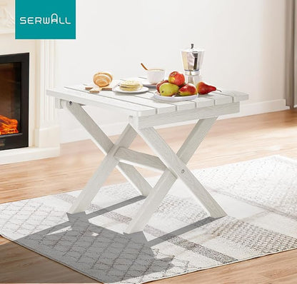 SERWALL Folding Outdoor Side Table Set of 4, Small Adirondack Side Table, White