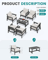 SERWALL HDPE Outdoor Furniture Set, 7 Piece All Weather Wood-Like Outdoor Sofa Sectional Couch - Photo 2