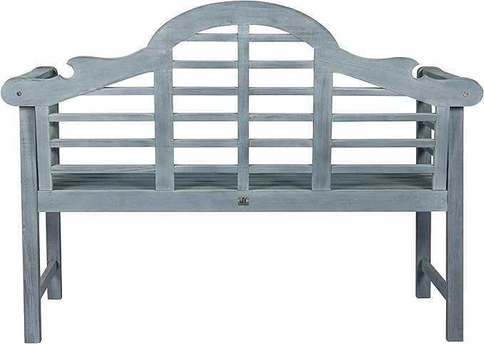 Eyely HNB103B Lucy 51.2" 3-Seat Arched 600-Lbs Support Acacia Wood Outdoor Garden Patio Bench for Garden, Lawn, Backyard, Pool, Deck, Beach, Firepit, Gray