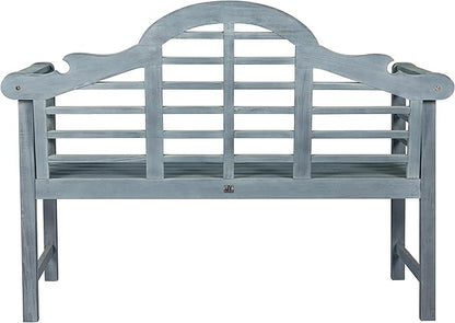 Eyely HNB103B Lucy 51.2" 3-Seat Arched 600-Lbs Support Acacia Wood Outdoor Garden Patio Bench for Garden, Lawn, Backyard, Pool, Deck, Beach, Firepit, Gray