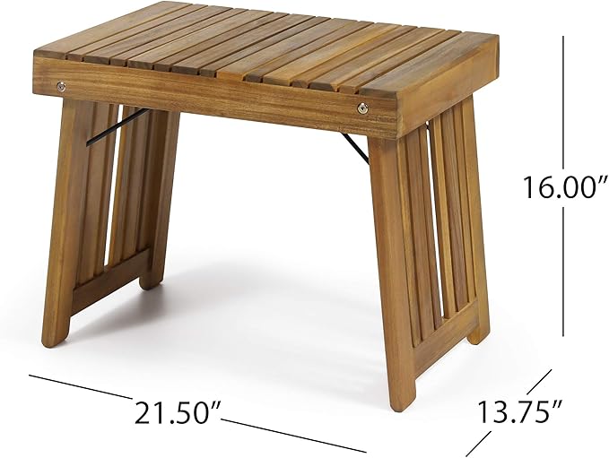 Christopher Knight Home Hilton Outdoor Acacia Wood Folding Side Table, Teak Finish - Photo 3