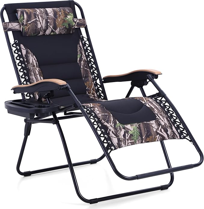 PHI VILLA XXL Oversized Padded Zero Gravity Chair, Foldable Patio Recliner - Photo 1