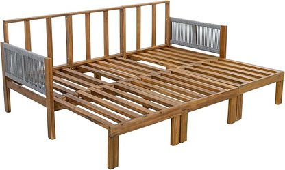 LUMISOL Outdoor Patio Day Bed Sofa, 3 Seat Convertible Sleeper Sofa for Poolside Backyard, Patio Furniture Lounge Couch with Cushion, Beige