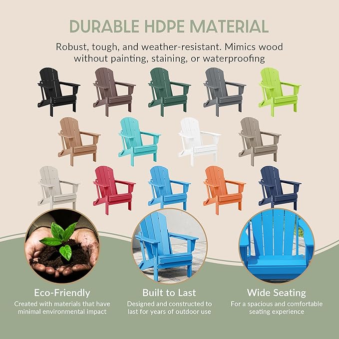 WestinTrends Malibu Malibu Outdoor Folding Poly Adirondack Chair (Set of 8), Pacific Blue