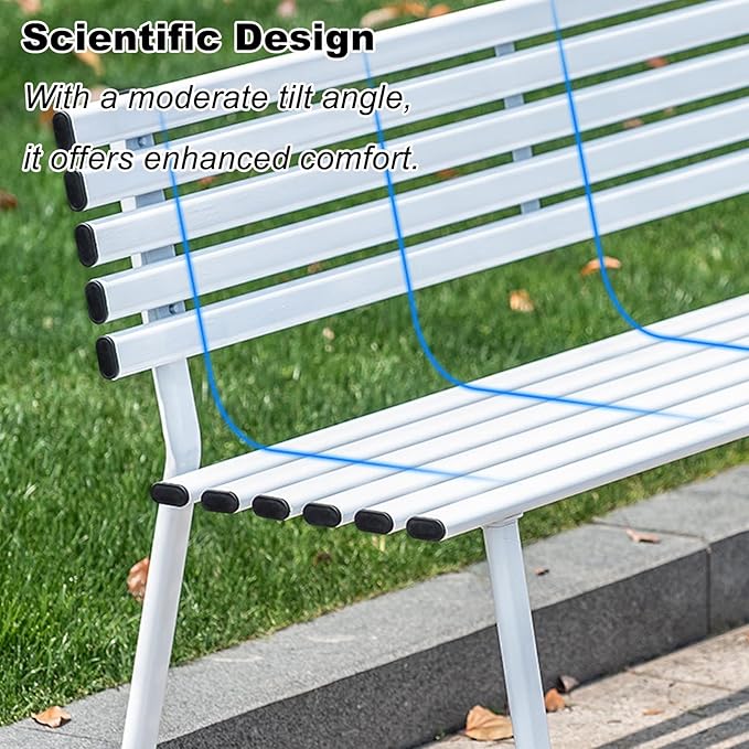 Outdoor Benches Weatherproof, Metal Bench Outdoor, Capable of Carrying 660 lbs, Suitable for Gardens, Parks, lawns, and courtyards(Pink)