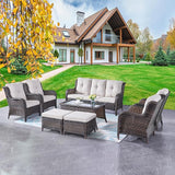 Rilyson Wicker Patio Furniture Chairs Set - 8 Piece Rattan Outdoor Patio Sectional Conversation Sets with 1 Sofa - Photo 1