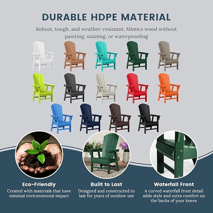 WO WESTIN OUTDOOR HDPE Laguna Adirondack Casual Patio Dining Chair,Dark Green