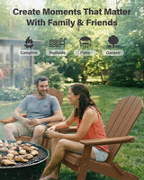YEFU Adirondack Chair, Oversized Plastic Adirondack Chair Folding Outdoor Chairs with Cup Holder - Photo 9