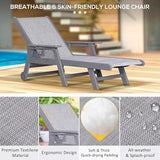 Outdoor Chaise Lounge Chair with Textilene Surface, 5-Position Adjustable Patio Lounge Chair with Wheels & Cup Holder - Photo 5