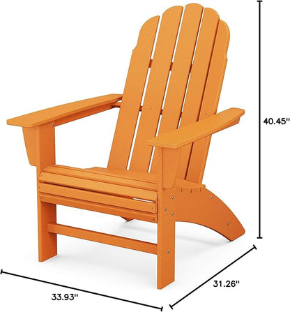 POLYWOOD Vineyard Curveback Adirondack Chair, Tangerine - Premium HDPE Outdoor Patio Furniture - Classic Curved Back Design - Fade-Resistant Poly Lumber - Comfortable Deck & Garden Seating