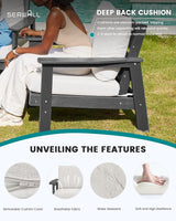 SERWALL Patio Furniture Set with 33” Fire Pit Table, HDPE Outdoor Sectional Sofa Set with Thickened Cushions - Photo 2