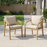 Wisteria Lane Acacia Patio Dining Chairs Set of 2, Outdoor Wood Chairs with Thick Cushions - Photo 1