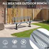 6 Feet Steel Park Bench for Outside, Outdoor Bench with Backrest & Portable Frame, Commercial Benches for Shopping Malls - Photo 6