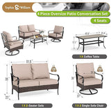 Sophia & William Metal Patio Furniture Set, 4 Seats Outdoor Conversation Set with Loveseat Sofa, 2 Swivel Chairs - Photo 7