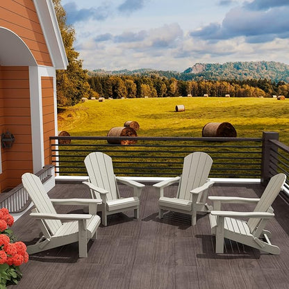 WO WESTIN OUTDOOR HDPE Laguna Outdoor Folding Poly Adirondack Chair (Set of 4), Sand