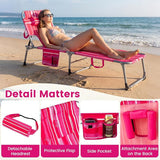 Giantex Face Down Tanning Chair, Folding Beach Lounge Chair w/ 4-Position Adjustable Backrest - Photo 7