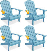 YEFU Adirondack Chairs Set of 4: Outdoor Chair HIPS Plastic Adirondack Chairs - Patio Chairs with Cup Holder & Wood - Photo 1