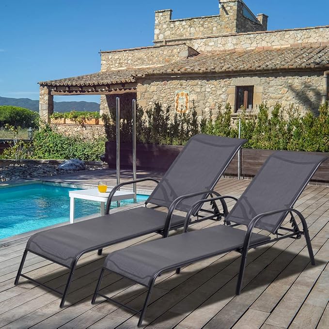 Giantex Outdoor Patio Chaise Lounge Chair, Adjustable Lounge Chairs Patio Seating Furniture, 5 Adjustable Positions - Photo 2