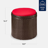Best Choice Products Round Wicker Ottoman, Multipurpose Outdoor Furniture for Patio, Backyard, Additional Seating - Photo 2