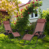 Nazhura Set of 2 Relaxing Recliners Patio Chairs Adjustable Steel Mesh Zero Gravity Lounge Chair Beach Chairs with - Photo 2