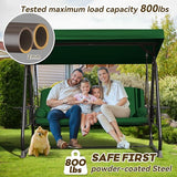 3 in 1 Outdoor Porch Swing with Adjustable Canopy, 3 Seat Outdoor Swing for Adults - Photo 2