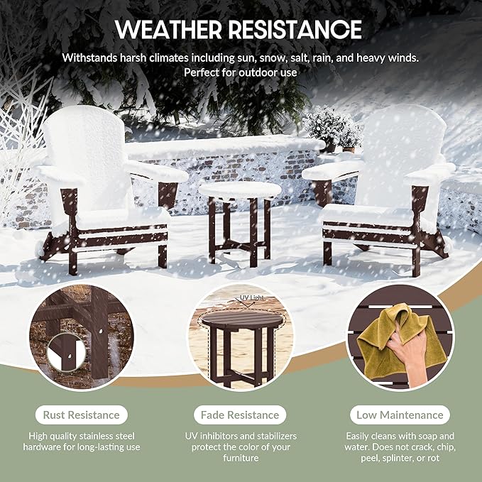 WestinTrends Dylan Adirondack Round Outdoor Side Table, Dark Brown