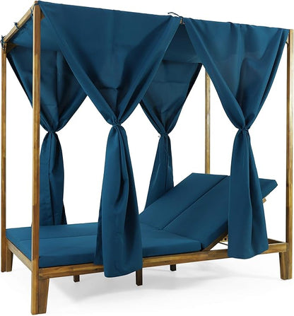 Christopher Knight Home Kinzie Outdoor DAYBED, Teak + Blue