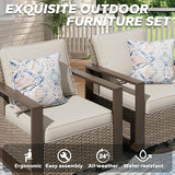 Outdoor Wicker Metal Chairs Set of 2 with Two Ottomans, 360 Degree Glider Rockers Armchairs - Photo 3