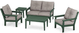 POLYWOOD® Vineyard Deep Seating Set, Green/Weathered Tweed