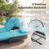 RADIATA 51.2" Outdoor Loveseat Sofa Bed, PE Wicker Patio Daybed with 2-Person Double Chaise Lounge - Photo 5