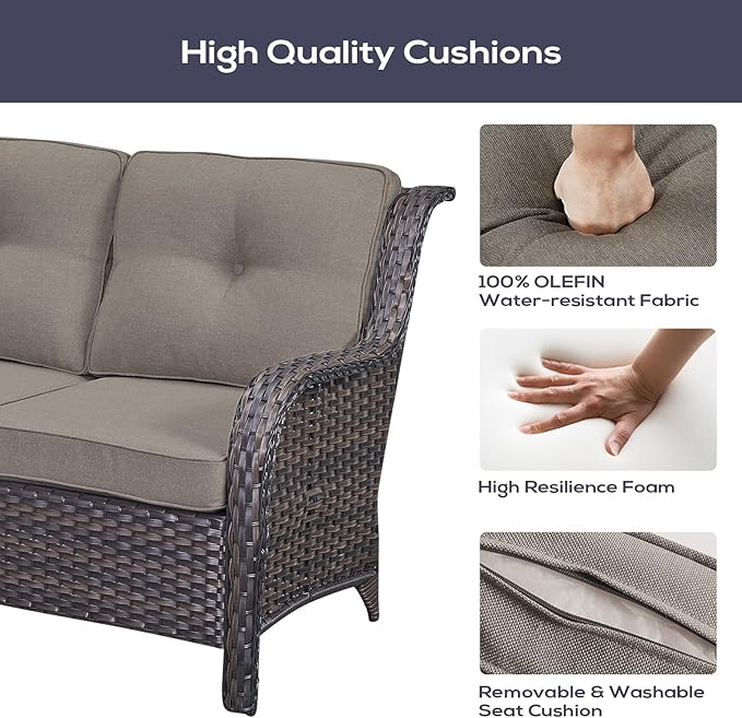 Belord Patio Furniture Set 6 Seats, Outdoor Swivel Rocker Patio Chairs, Oversized Outdoor Sectional Couch - Photo 6