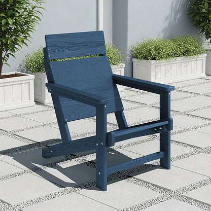Adirondack Chair, Outdoor Patio Lawn Chairs, Outside HDPE Chairs with One-Piece Backrest for Lawn, Yard & Poolside, Navy Blue