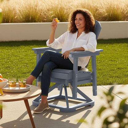 Kingdura Adirondack Swivel Glider Chair, HDPE Patio Glider Rocking Chair for Outdoor, All-Weather Glider Chair for Porch Balcony Lawn Poolside, 450LBS Capacity (Navy Blue)