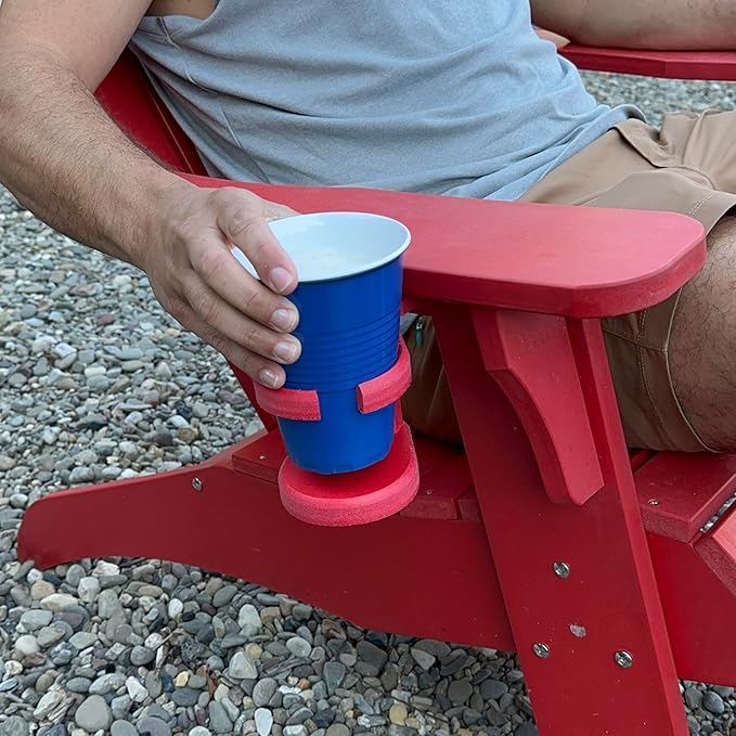 Durable Cup Holder for Outdoor Furniture – Adirondack Chair Attachment, Red, Perfect for Outdoor Enthusiasts, Affordable & Easy to Use