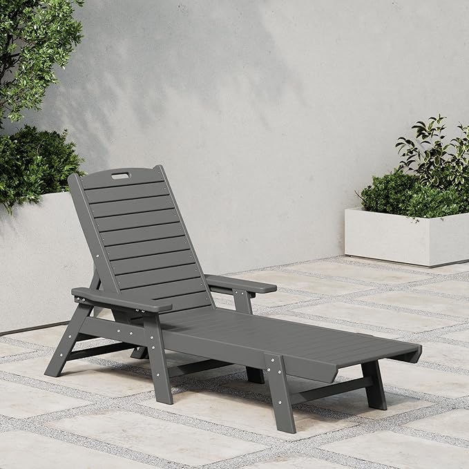 WestinTrends Malibu Poly Reclining Chaise Lounge Gray