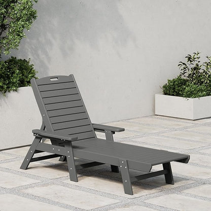WestinTrends Malibu Poly Reclining Chaise Lounge Gray