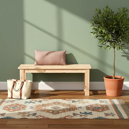 Shine Company Outdoor Wooden Backless Patio Garden Bench, 4 Ft, Natural