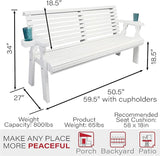 Amish Casual Heavy Duty Pressure Treated 4 Foot Outdoor Garden Bench with Cup Holders - Amish Crafted Roll Back Design - Photo 2
