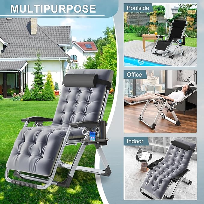 ABORON Zero Gravity Chair, Premium Outdoor Lawn Folding Lounge Chairs - Photo 4