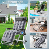 ABORON 2 Pack Zero Gravity Chair, Outdoor Lounge Chairs Sun Loungers with Removable Cushion, Headrest, Cup Holder - Photo 4