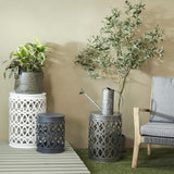 Deco 79 Metal Side End Accent Table Indoor Outdoor Nesting End Table with Carved Trellis Design, Set of 3 Side Table 23" - Photo 2