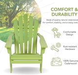 Shine Company Westport Wooden Adirondack Chair, Outdoor Patio Firepit Chairs, Back & Seat Pre-Assembled, Lime Green - Photo 3