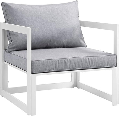 Modway Fortuna Aluminum Outdoor Patio Armchair in White Gray