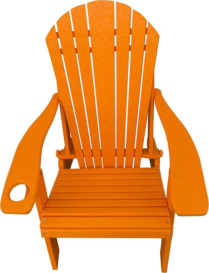 Furniture Barn USA Poly Folding Adirondack Chair with Smart Phone Holder, Tangerine