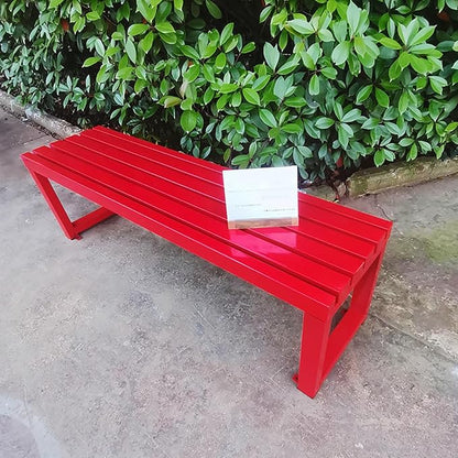 Outdoor Bench Weatherproof Garden Bench Metal Outdoor Seating All Weather Park Bench Outside Bench, Easy to Assemble(Red,120cm/47in)