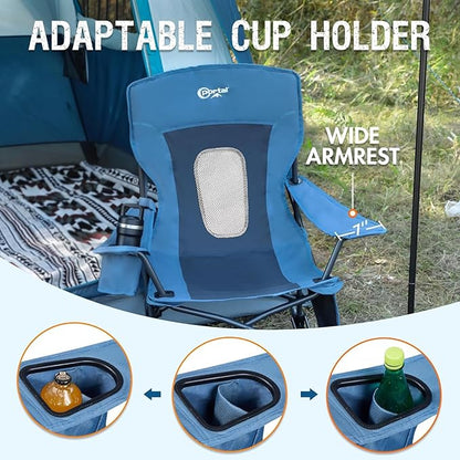 Portal Outdoor Rocking Chair Camping Folding Portable Rocker with Cup Holder Side Pocket Carry Bag, Support 350LBS (Mesh Blue), 2 Pack