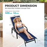 Outdoor Lounge Chair, Adjustable Patio Reclining Chaise with Textilene Fabric - Photo 2